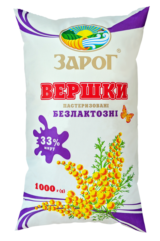 Вершки безлактозні 33% 1Л