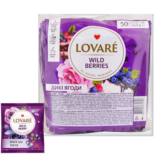 Чай чорний Дика ягода LOVARE 50шт х 2,0г