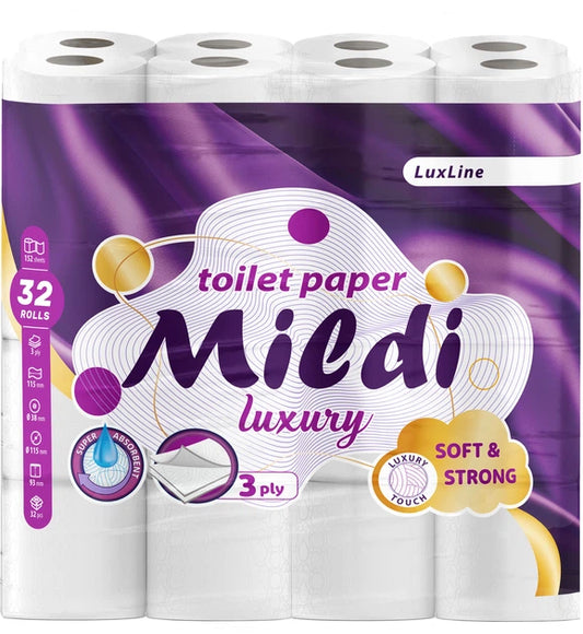 Папір туалетний Mildi Luxury Целюлозний 3 шари 32 рулони