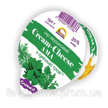 Сир вершковий "Cream-Cheese AMA" 30% жиру з травою 0,150
